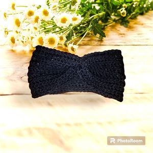 Handmade headband made with black sparkly yarn